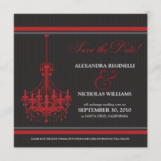 Reserva La Fecha Classy Chandelier Save the Date (negro/rojo)