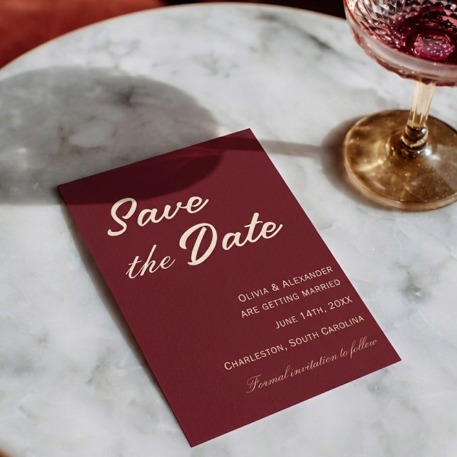 Reserva La Fecha Classy Deep Red Cream Fancy Chic Wedding (Subido por el creador)