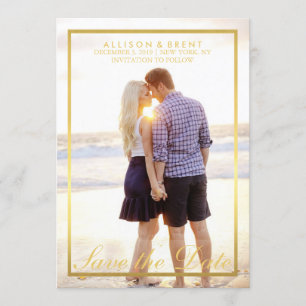Reserva La Fecha Classy Gold Save the Date Photo Card