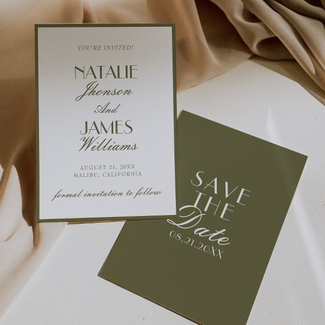 Reserva La Fecha Classy Olive Green Old Money Classic Boho Wedding (Subido por el creador)