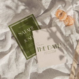 Reserva La Fecha Classy Olive Green Old Money Whimsical Wedding