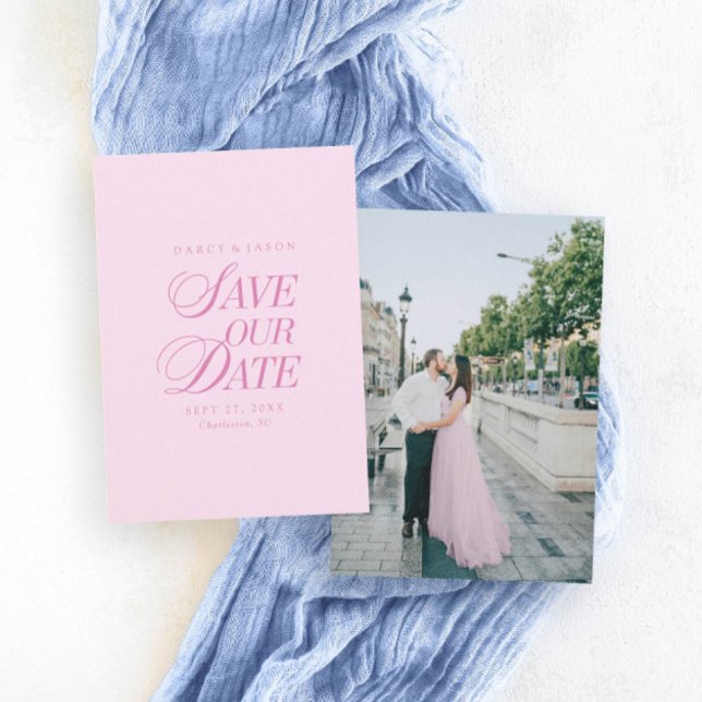Reserva La Fecha Classy Pastel Pink Elegant Save the Date Card (Classy Pastel Pink Elegant Save the Date Card)