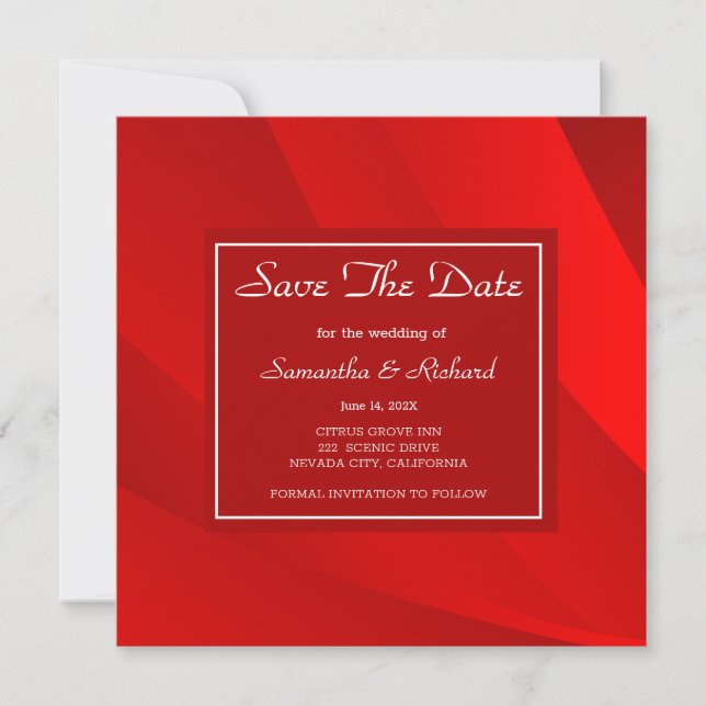 Reserva La Fecha Classy Red Save The Date (Anverso)