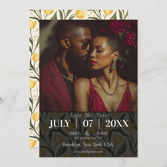 Reserva La Fecha Classy Tulip Inspired Destination Wedding (Anverso / Reverso)