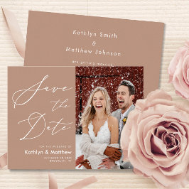 Reserva La Fecha Clay Elegant Script Moderno Photo Simple Boda