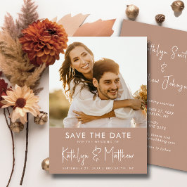 Reserva La Fecha Clay Fun Script Moderno Foto Boda Minimalista