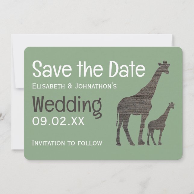 Reserva La Fecha Clay Safari Giraffe, Boda ruso (Anverso)