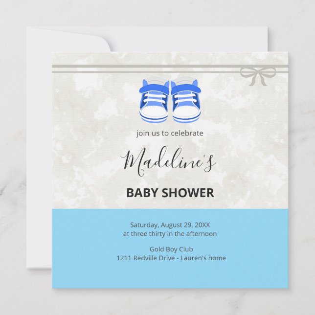 Reserva La Fecha Clean Baby Shower Invitation – Customizable  (Anverso)