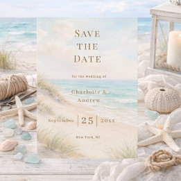 Reserva La Fecha Coastal beach modern wedding