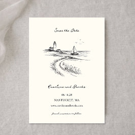 Reserva La Fecha Coastal Hand Drawn Black & White Wedding