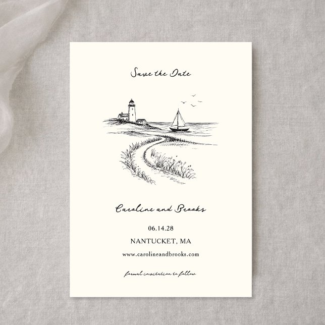 Reserva La Fecha Coastal Hand Drawn Black & White Wedding (Subido por el creador)
