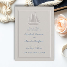 Reserva La Fecha Coastal Nautical Sailboat Ivory Formal Wedding