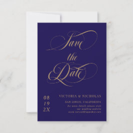 Reserva La Fecha Cobalt Blue Elegant Romantic Wedding