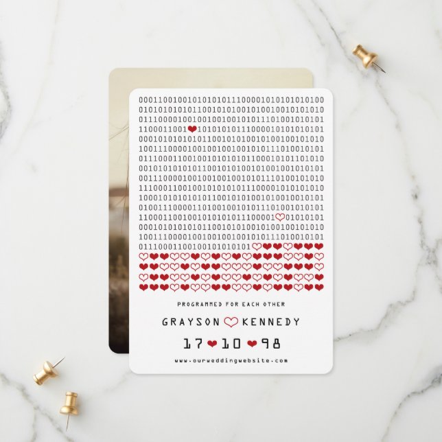 Reserva La Fecha Código Binario Simple de Foto Programada para Geek (Anverso/Reverso In Situ)