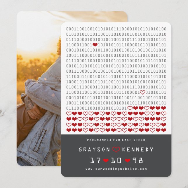 Reserva La Fecha Código Binario Simple Foto de Programado Geek Para (Anverso / Reverso)