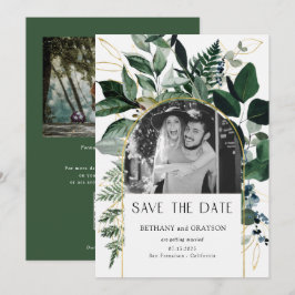 Reserva La Fecha Código QR acuarela Boda follaje botánico foto