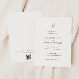 Reserva La Fecha Código QR atemporal en blanco y negro Boda elegant