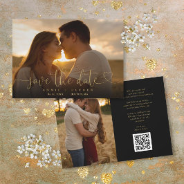 Reserva La Fecha Código QR Boda de foto con guión dorado