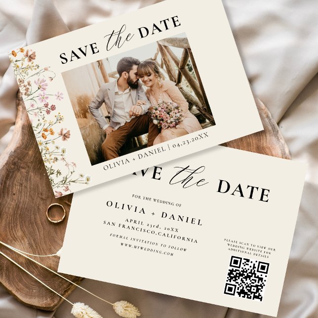 Reserva La Fecha Código QR Boda floral silvestre (Subido por el creador)