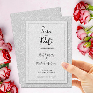 Reserva La Fecha Código QR Boda Gris Floral