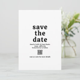 Reserva La Fecha Código QR Casamiento Fuente Retro Negro y Blanco M