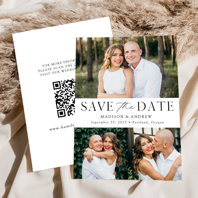 Reserva La Fecha Código QR de 3 fotos elegante moderno (Subido por el creador)