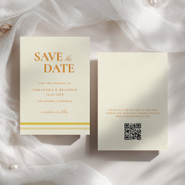 Reserva La Fecha Código QR de boda amarillo suave minimalista moder