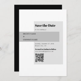 Reserva La Fecha Código QR de Boda blanco y negro moderno