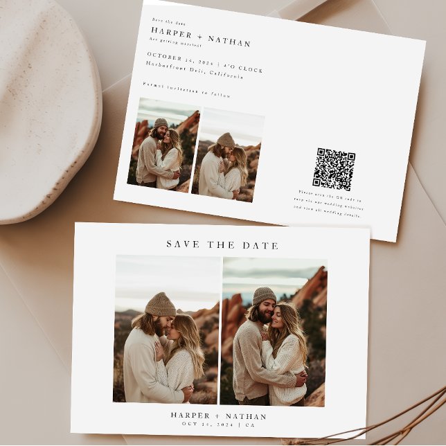 Reserva La Fecha Código QR de Boda Boho Moderna 4 Fotos (Subido por el creador)