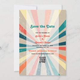 Reserva La Fecha Código QR de boda Colorido Retro Estallido de Arco