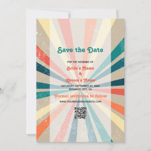Reserva La Fecha Código QR de boda Colorido Retro Estallido de Arco