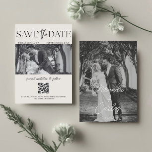 Reserva La Fecha Código QR de boda con elegante letra de monograma