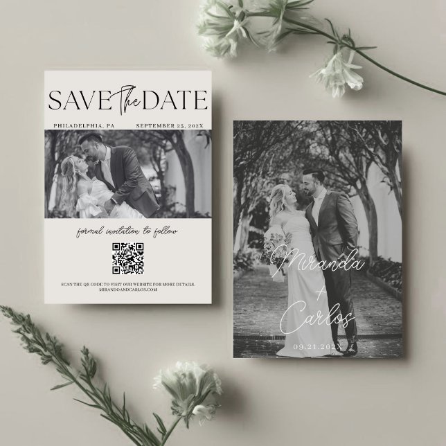 Reserva La Fecha Código QR de boda con elegante letra de monograma (Subido por el creador)