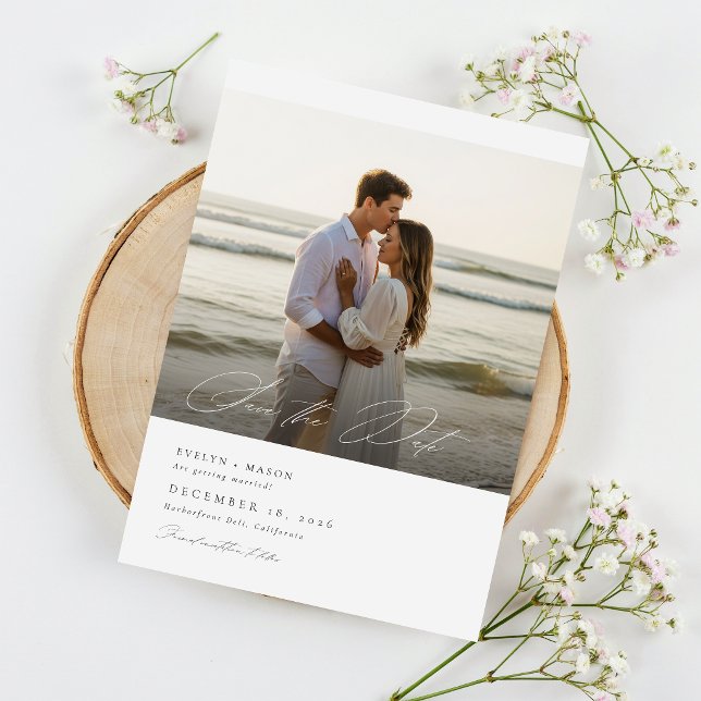 Reserva La Fecha Código QR de Boda con Foto de Escritura Simple y E (Subido por el creador)
