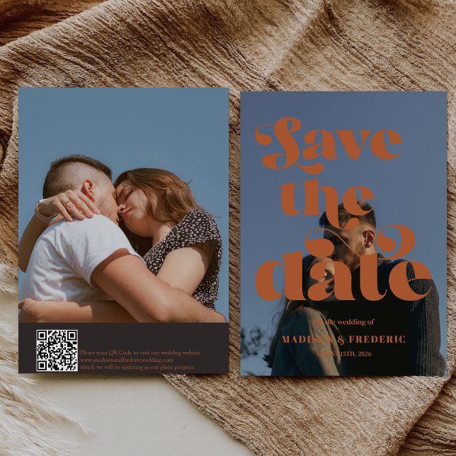 Reserva La Fecha Código QR de boda con letra retro  (Subido por el creador)