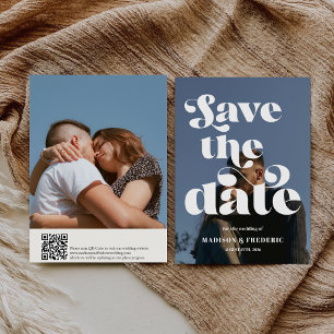 Reserva La Fecha Código QR de boda con letra retro