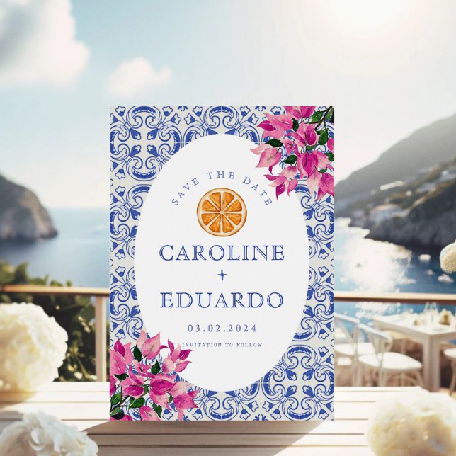 Reserva La Fecha Código QR de boda de azulejo azul Bougainvillea (Subido por el creador)