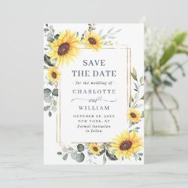 Reserva La Fecha Código QR de boda de girasoles elegantes de eucali