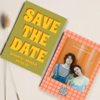 Código Qr de Boda Retro Groovy Negrita y Brillante