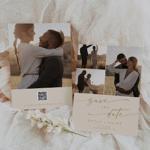 Reserva La Fecha Código QR de Boho Moda Vintage Gold Multi Photo