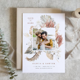 Reserva La Fecha Código QR de Boho Palma Seca y Orquídea Blanca Fot