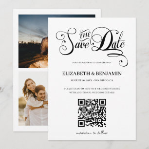 Reserva La Fecha Código QR de Escritura Caligráfica Minimalista 3 F