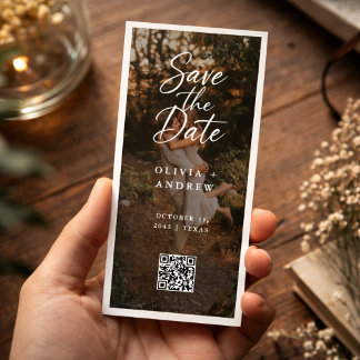 Reserva La Fecha Código QR de Escritura Moderna Foto Marcador de Pá