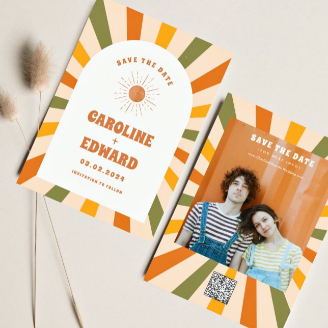 Reserva La Fecha Código Qr de Foto Arcoíris Ondulado Groovy para Gu (Subido por el creador)