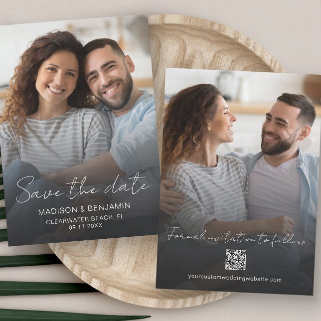 Reserva La Fecha Código QR de Foto Boda Moderna (Simple Elegant Modern Photo QR Code Wedding Save The Date)