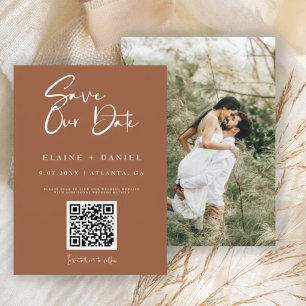 Reserva La Fecha Código QR de Foto con Letra Rústica Minimalista