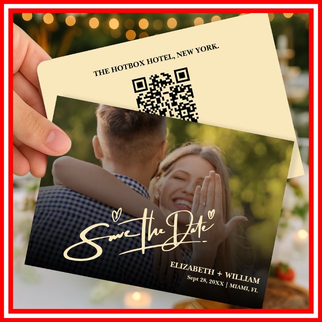 Reserva La Fecha Código QR de Foto de Boda Amarillo Mantequilla Ele (Subido por el creador)