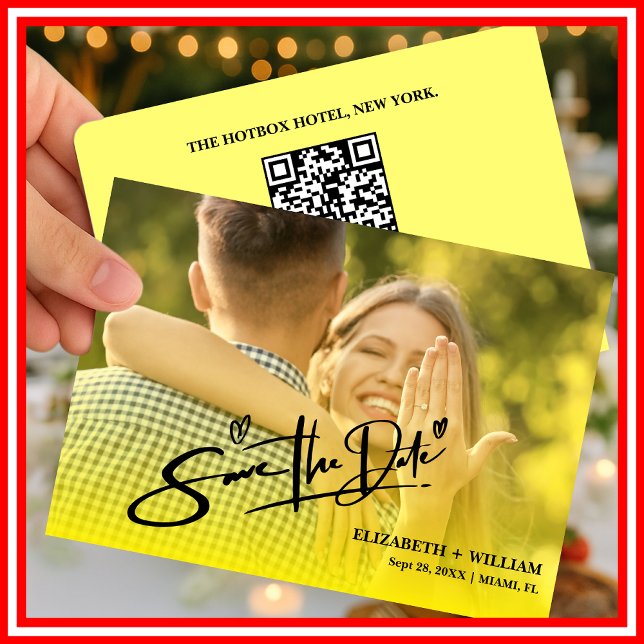 Reserva La Fecha Código QR de Foto de Boda Amarillo Mantequilla Ele (Subido por el creador)