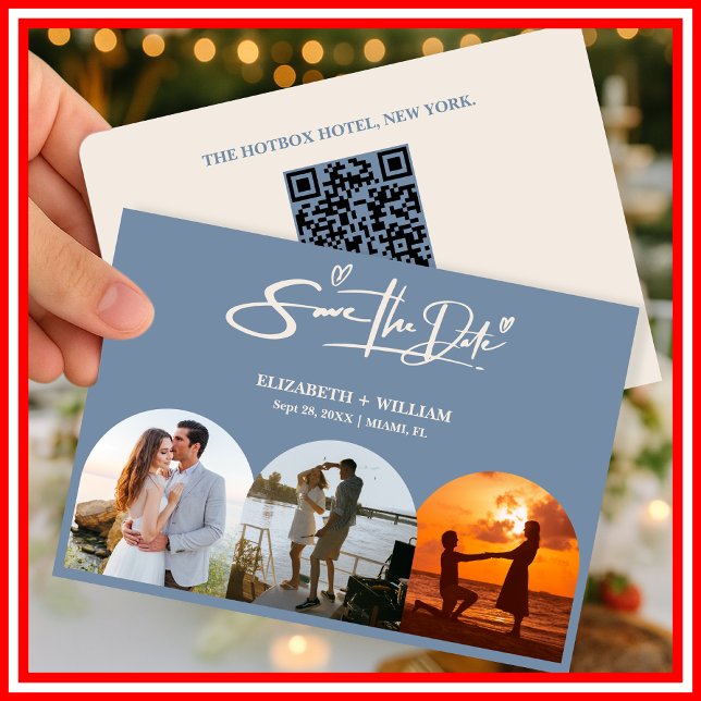 Reserva La Fecha Código QR de Foto de Boda Azul Polvo Elegante (Subido por el creador)