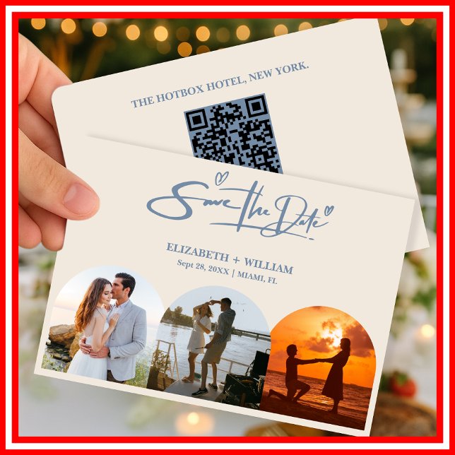 Reserva La Fecha Código QR de Foto de Boda Azul Polvo Elegante (Subido por el creador)